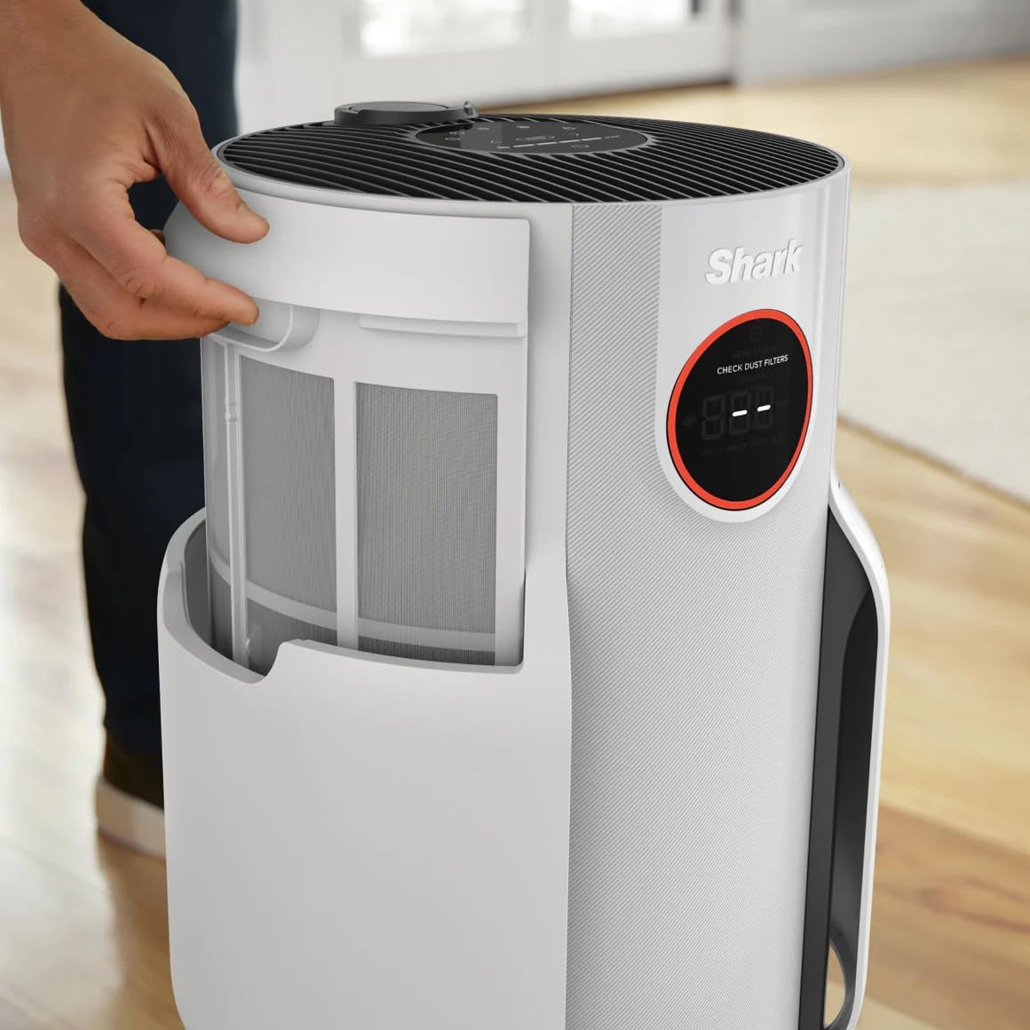 Shark HP150EU NeverChange Up to 5 Years Air Purifier for Home, Bedroom, Space Coverage 60m2, 5-Year HEPA Filter Catches 99.97% of Allergens, Pollen, Pet Chips, Silent LED Display, White Mahajan Electronics Online