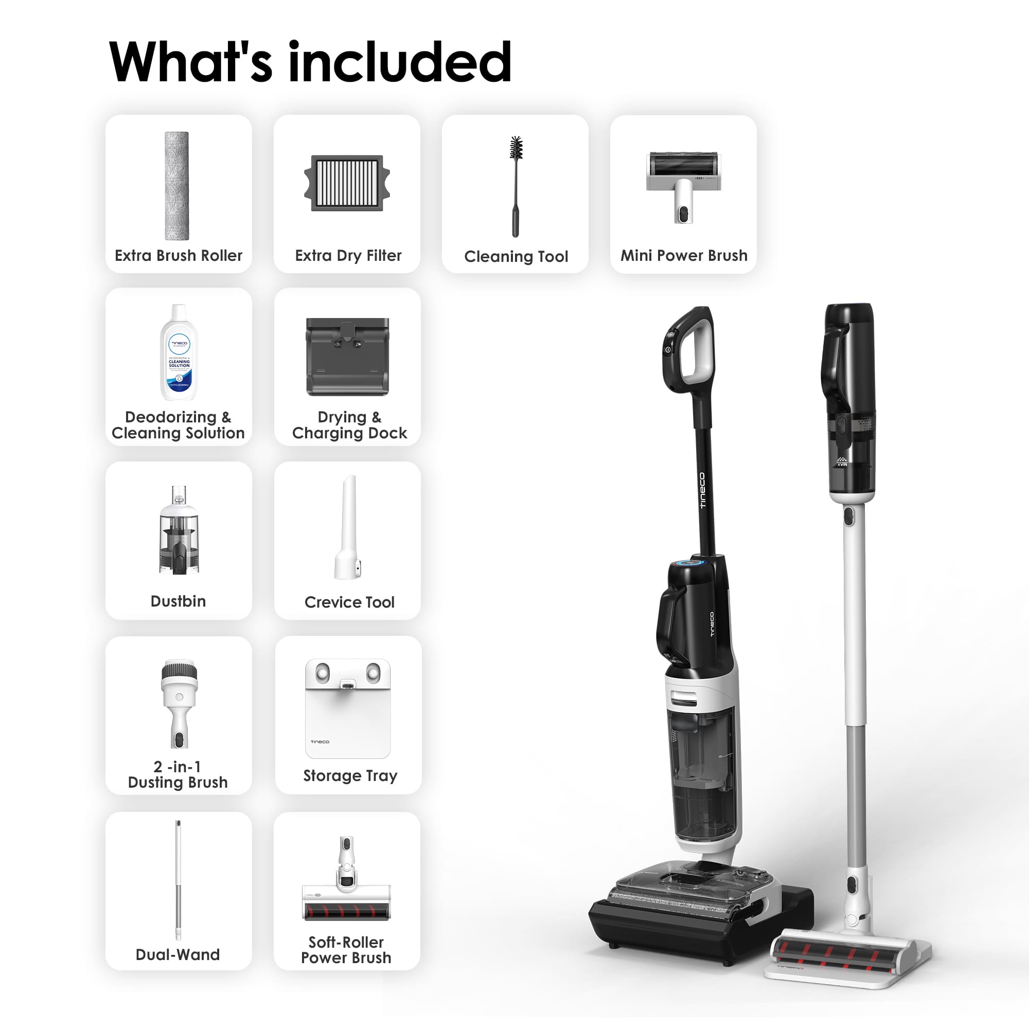 Tineco Floor One Switch S6 Power Kit Cordless Wet & Dry Vacuum Cleaner, 5-in-1 Smart Multi-Function Mop, 180° Lay-Flat Design, FlashDry Self-Cleaning, Anti-Tangle Roller, Dual-Edge, 2-Year Warranty Tineco