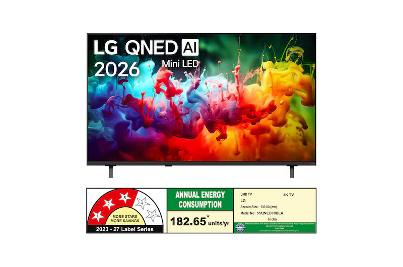 LG 55QNED70BLA 139 cm (55 Inch) QNED AI QNED70 Mini LED 4K Smart TV (2026 Model) LG