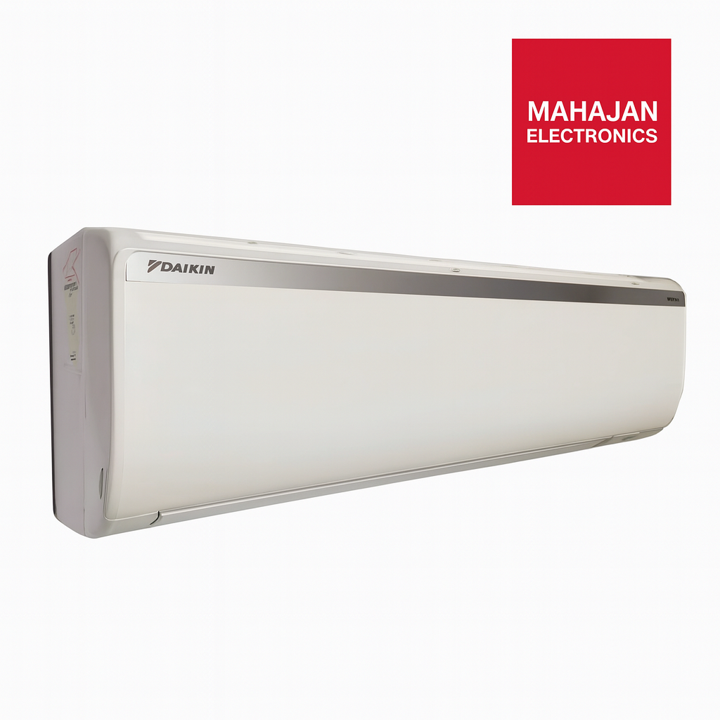Daikin air conditioner with Mahajan Electronics logo on a white background