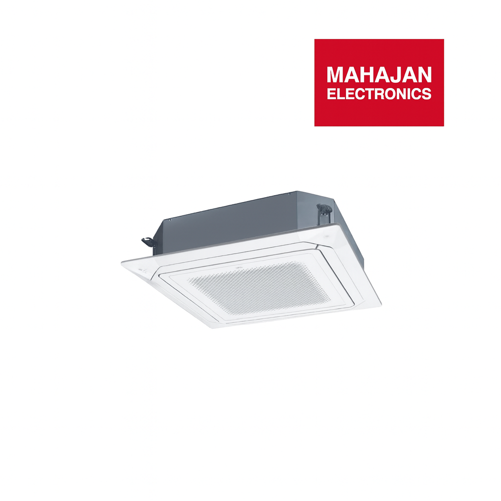 Ceiling-mounted air conditioning unit with Mahajan Electronics logo on a white background