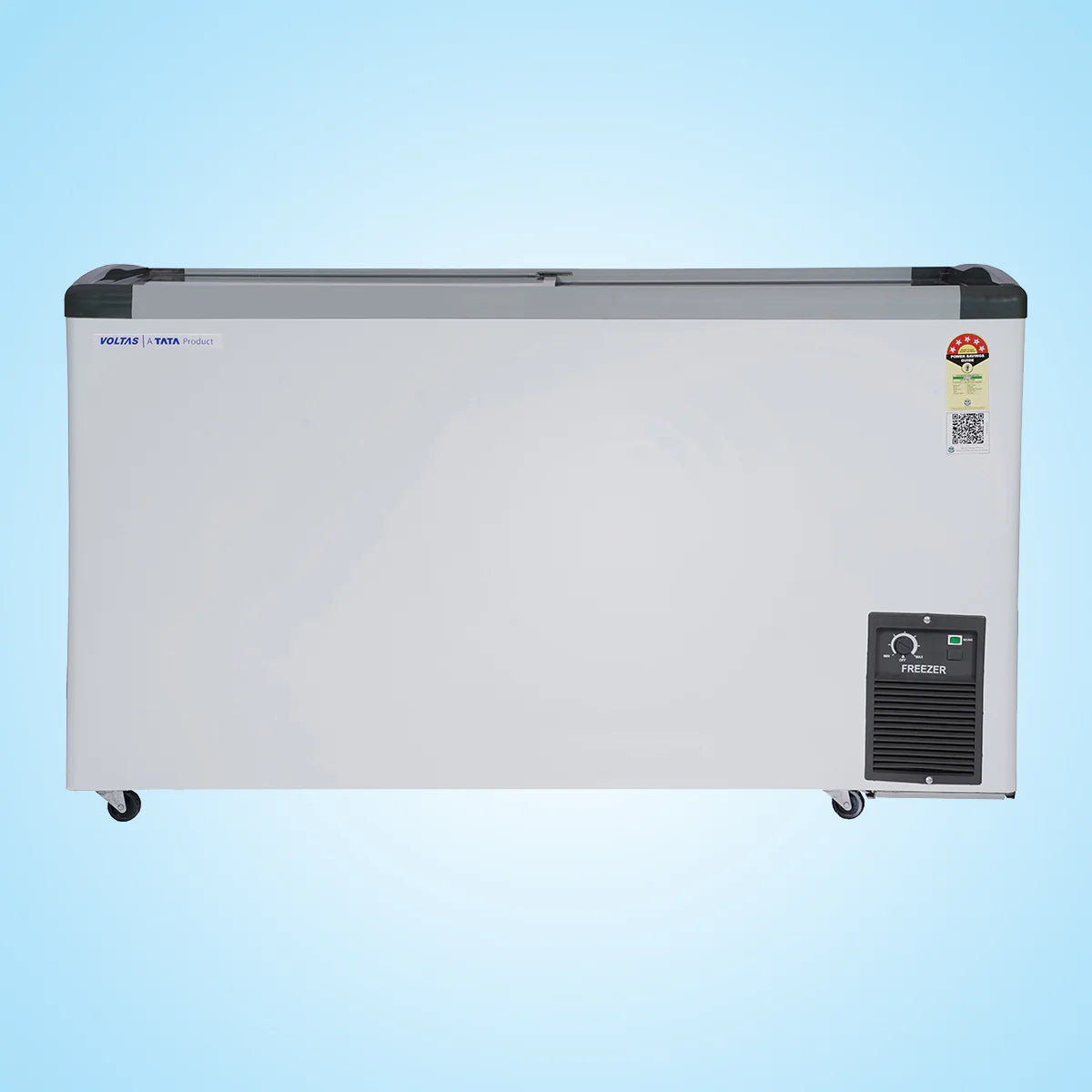 Voltas GT440GA5-PL-W-G3 Flat Glass Top Freezers - 326 Liters, 5 Star Mahajan Electronics Online