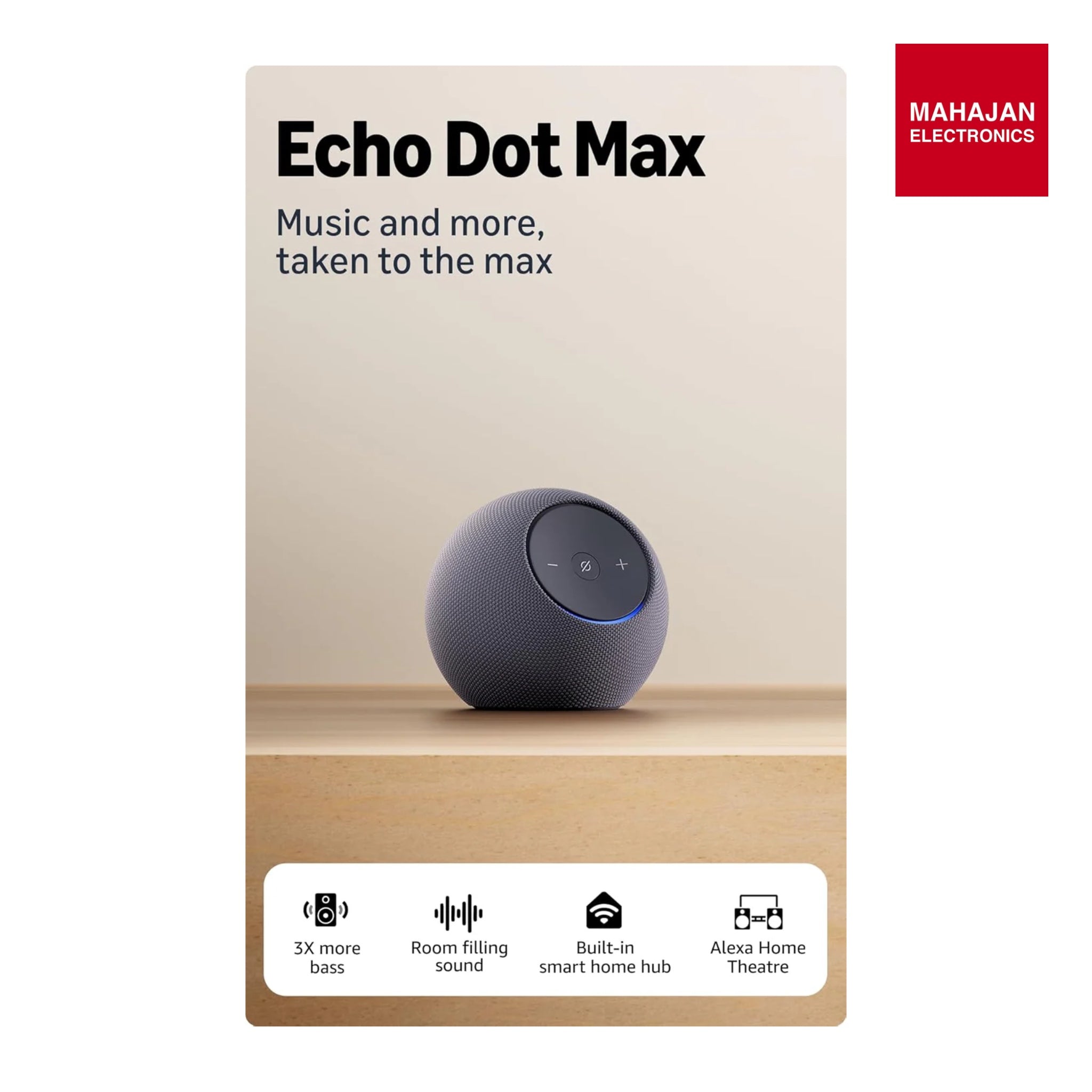 All-new Amazon Echo Dot Max, Alexa speaker with 3X bass and room-filling sound, hands-free smart home management, Bluetooth, Graphite Amazon