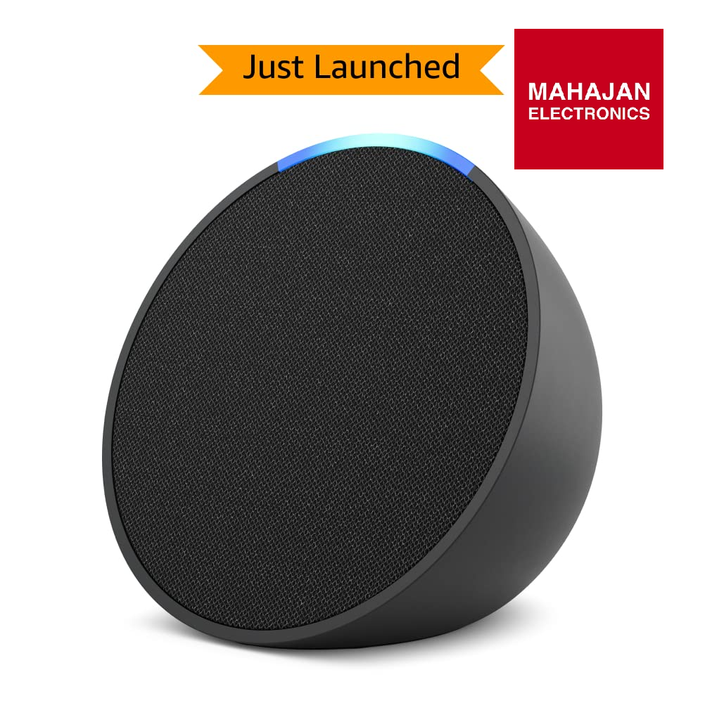 Amazon Echo Pop | Smart Speaker with Alexa &amp; Bluetooth | Crisp Vocals, Balanced Bass, Loud Sound – Black mahajan electronics