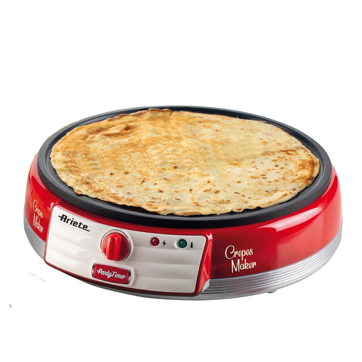Ariete Electric Crepe &amp; Dosa Maker – 1000W Portable Non-Stick Plate with Egg Whisk | Perfect for Pancakes, Chapati, Chilla, Dosa &amp; More (Red)
