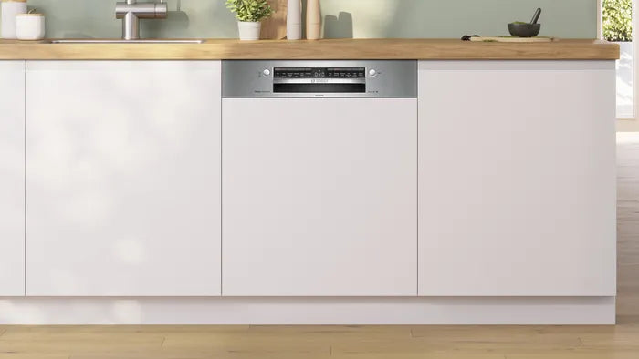 Bosch SMI4IKS00I Series 4 60 cm 14 Place Settings Semi-Integrated Dishwasher Stainless Steel, Home Connect, 6 Programmes Online Mahajan Electronics