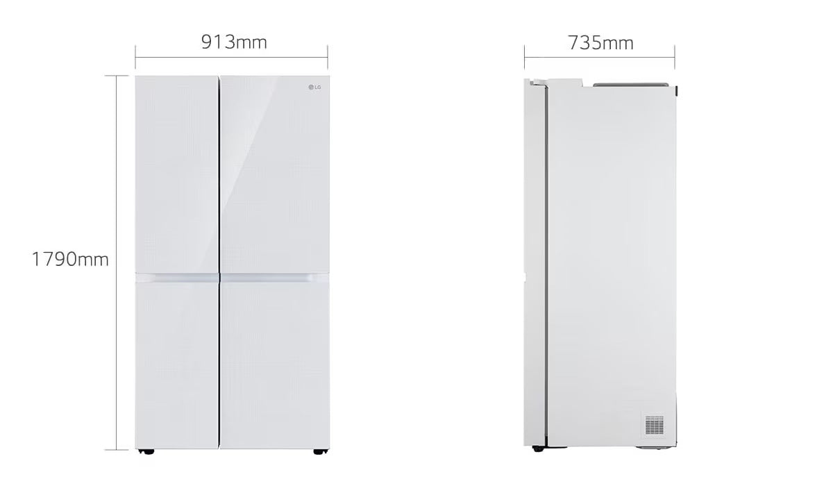 LG 650 Ltr, GL-B257DLW3 Convertible Side by Side Refrigerator with Premium Glass Door, Smart Inverter Compressor, Hygiene Fresh+™, DoorCooling+™, Smart Diagnosis™, Linen White Finish - Mahajan Electronics Online