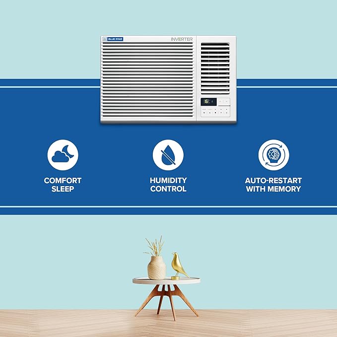 Blue Star WIA318GXU 1.5 Ton 3 Star Inverter Window AC | Copper Condenser, Turbo Cool, Anti-Bacterial Filter, Self Diagnosis | White | Online tMahajan Electronics