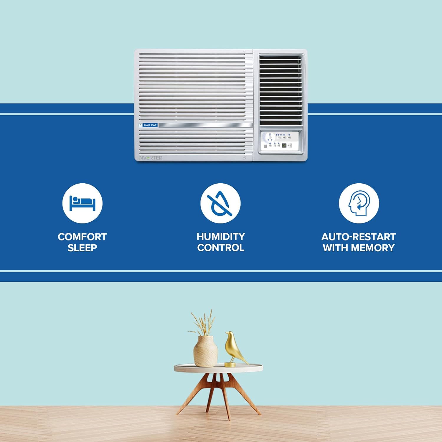 Blue Star WIE518L 1.5 Ton 5 Star Inverter Window AC | 5-in-1 Convertible Cooling | Copper Condenser | Turbo Cool | Dry Mode | R32 Refrigerant Bluestar