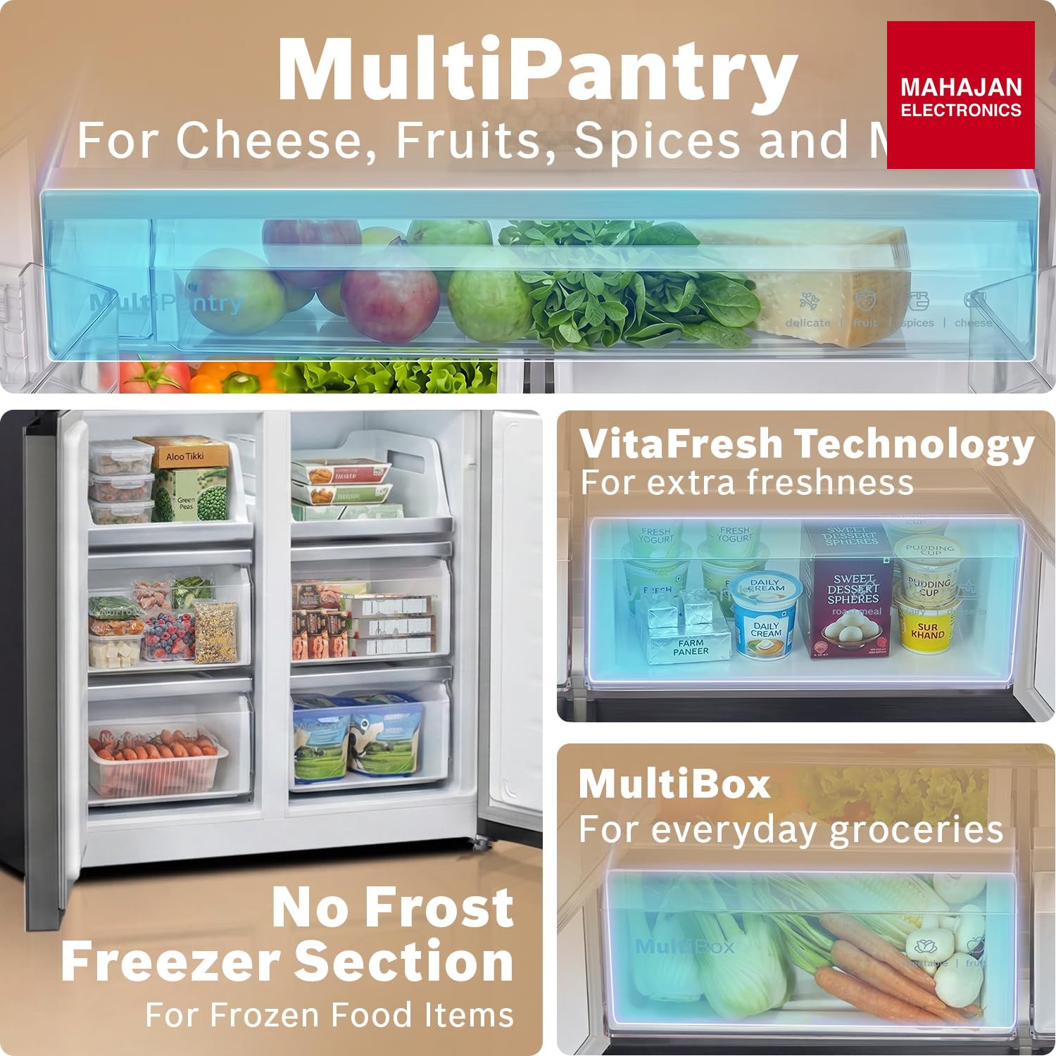 Bosch KCP88E292I 503L 4-Door Side-by-Side Frost Free Refrigerator – Metallic Grey Glass-Online Mahajan – Mahajan Electronics Online.