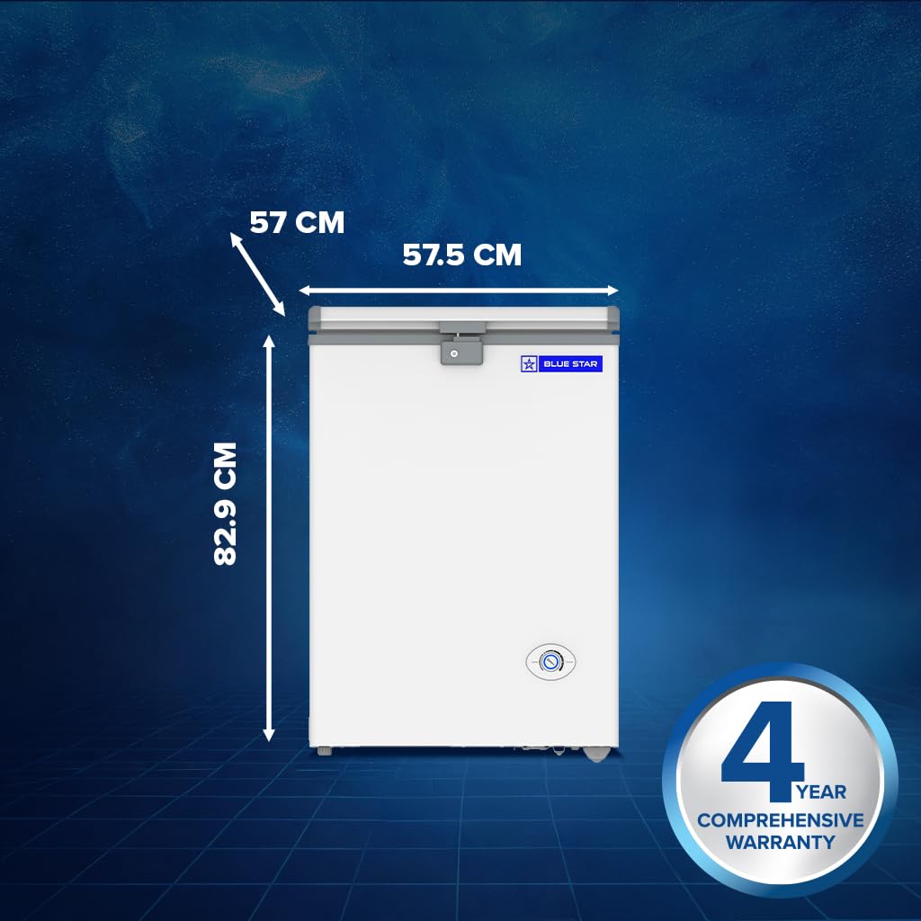 Blue Star HT2-N130 130L Double Door Deep Freezer ( 108L STORAGE)| R290 | 2 Star | White-Online Mahajan Electronics