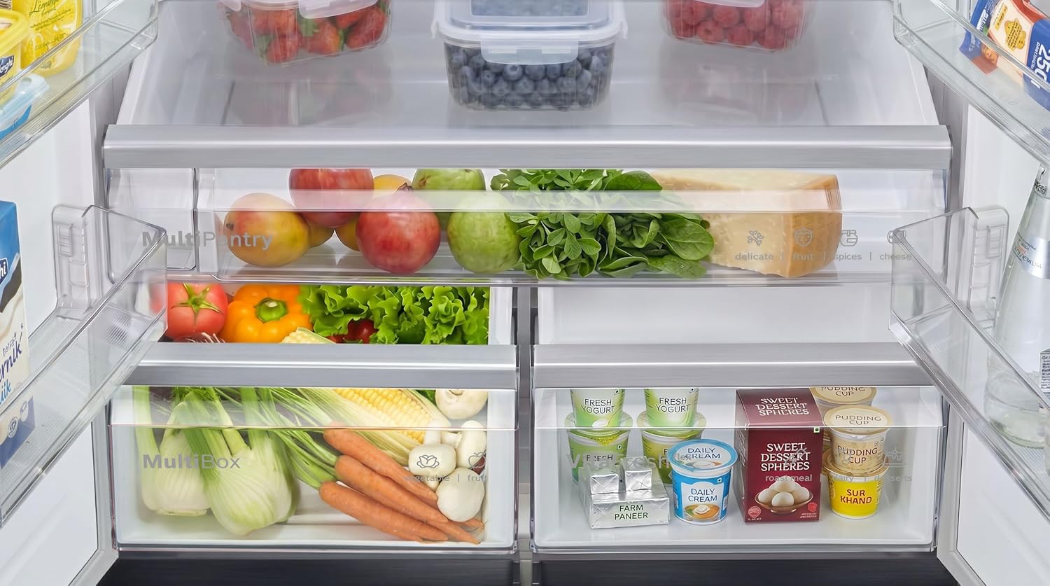 Bosch KCP88E256I 503L, 3 Star 2026 Model, Frost Free 4 Door Side-by-Side Refrigerator with Perfect fit technology,Zero Gap, Prevents wall collision,VitaFresh Plus Technology( Dark Lake Metal)-Online Mahajan Electronics