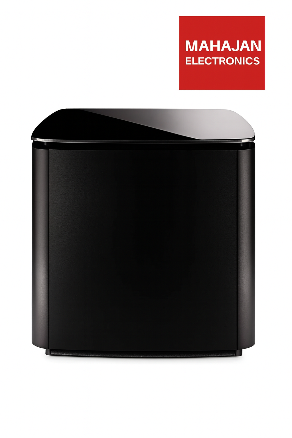 Black electronic device with Mahajan Electronics logo on a white background