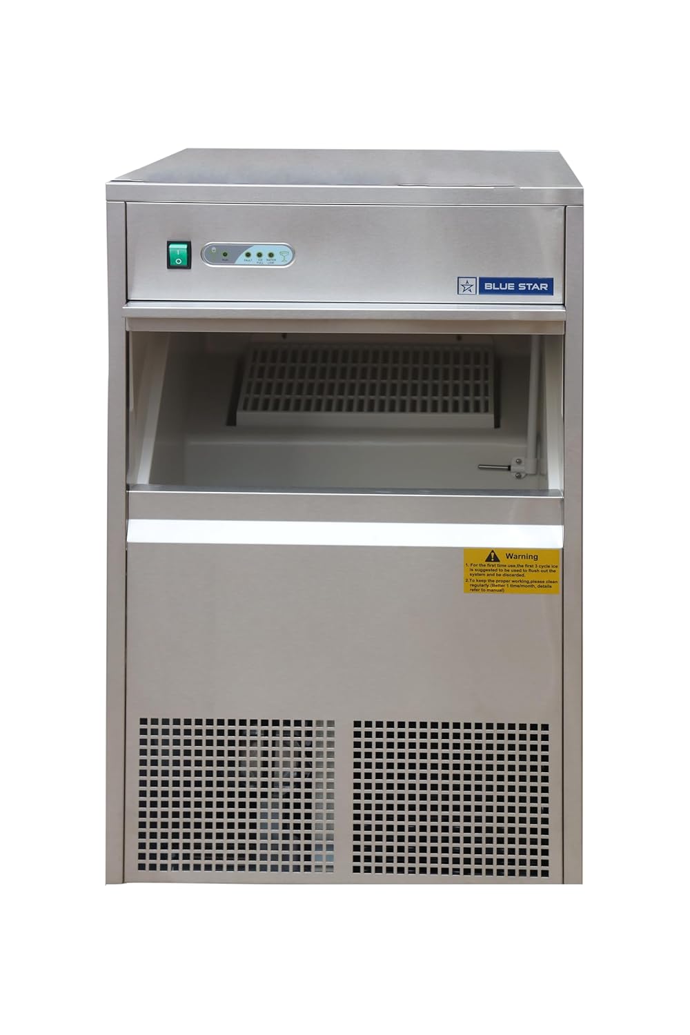 Blue Star ICM50 Ice Cube Machine – 50 Kg/Day Bullet Ice Maker for Homes, Cafés &amp; Commercial Use | Alloy Steel | Air-Cooled | 10 Kg Storage