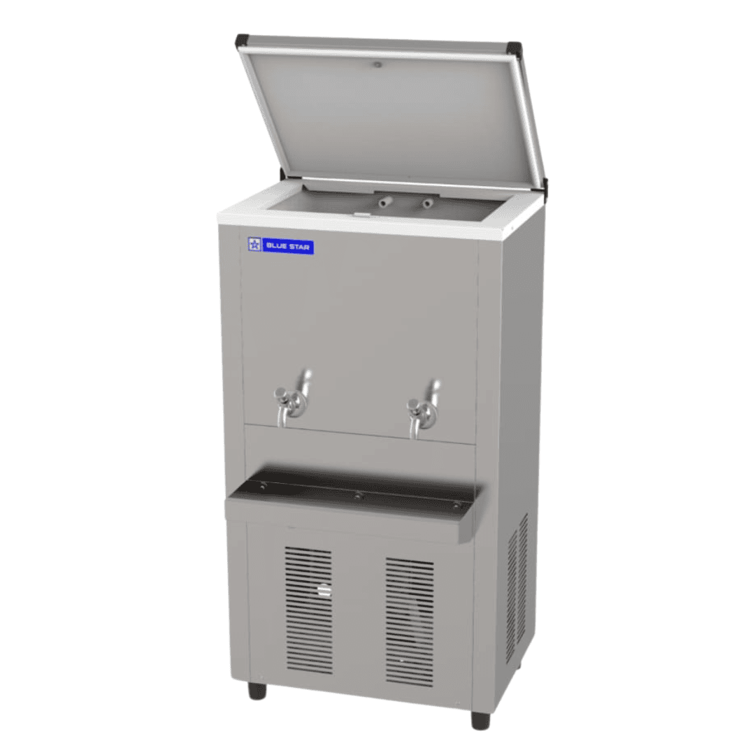 Blue Star SWCH4080SS 40/80 Litre Stainless Steel Storage Water Cooler – Dual Temperature Dispenser (Cold &amp; Warm), 80L Storage, Eco-Friendly &amp; Low Maintenance | Ideal for Offices, Schools, Hospitals | Made in India-Online Mahajan Electronics