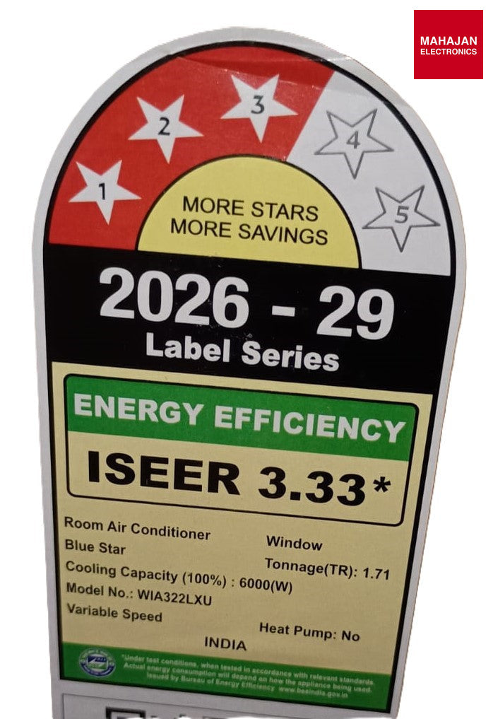 Blue Star WIA322LXU 1.71 Ton 3 Star Inverter Window AC | 5-in-1 Convertible Cooling | Copper Condenser | Turbo Cool | Dry Mode | R32 Refrigerant Bluestar