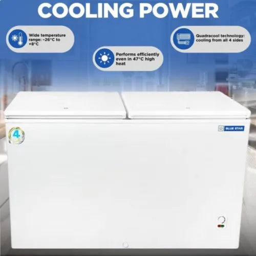 Blue Star HT2-M525 484L 2 Star convertible double-door deep freezer, white – Mahajan Electronics Online.