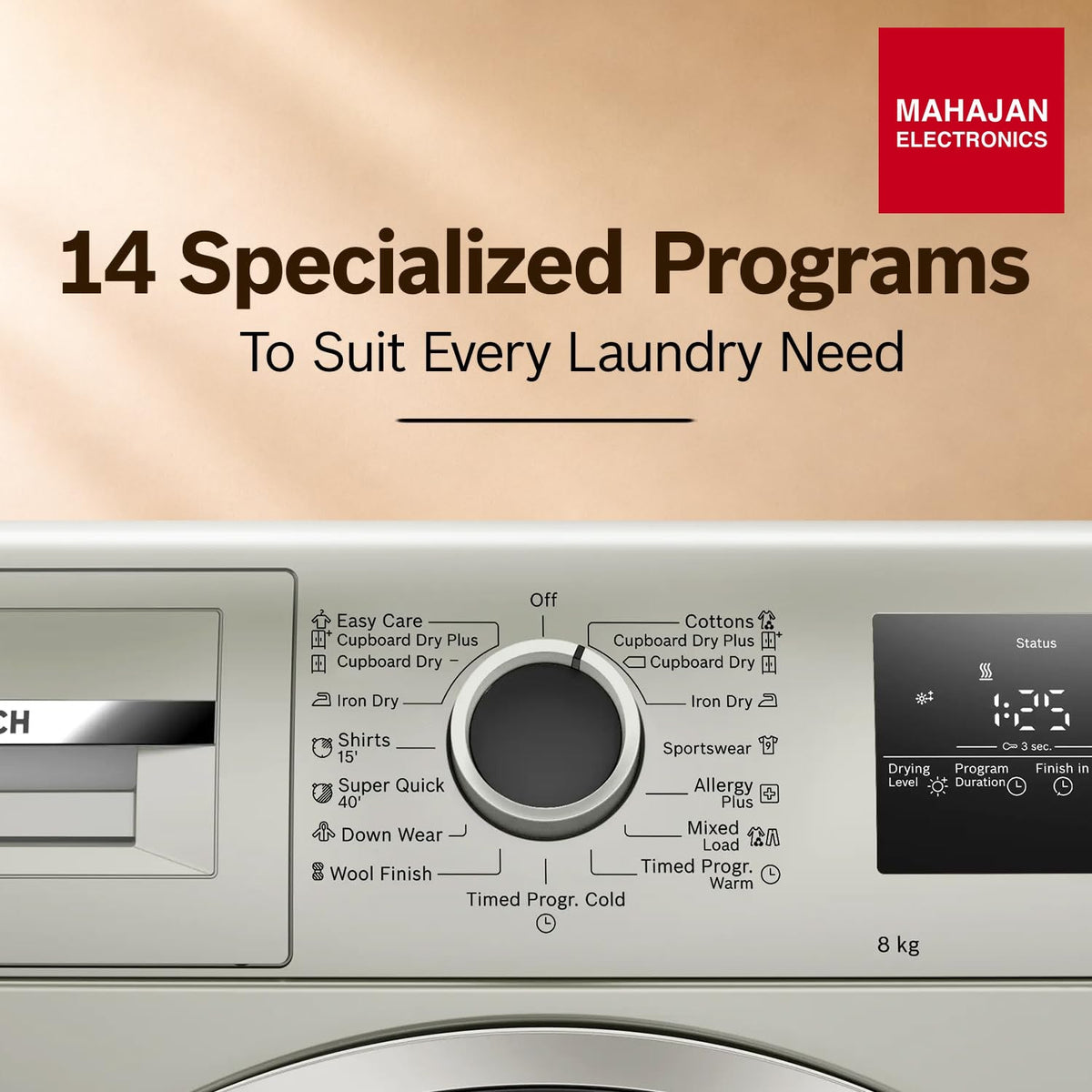 Bosch WTN86202IN 8 Kg Condenser Tumble Dryer Silver Inox – Mahajan Electronics Online.