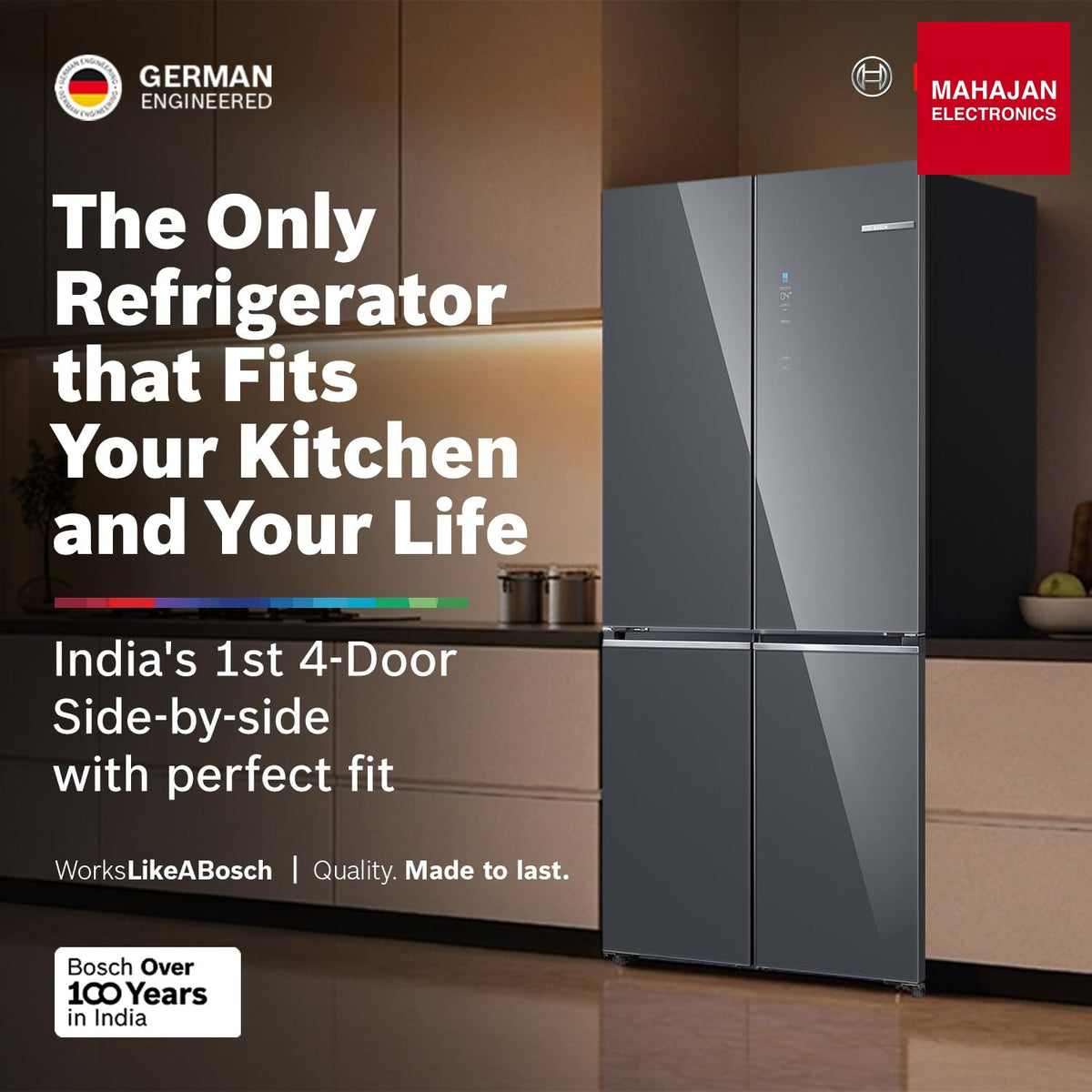 Bosch KCP88E292I 503L 4-Door Side-by-Side Frost Free Refrigerator – Metallic Grey Glass-Online Mahajan – Mahajan Electronics Online.