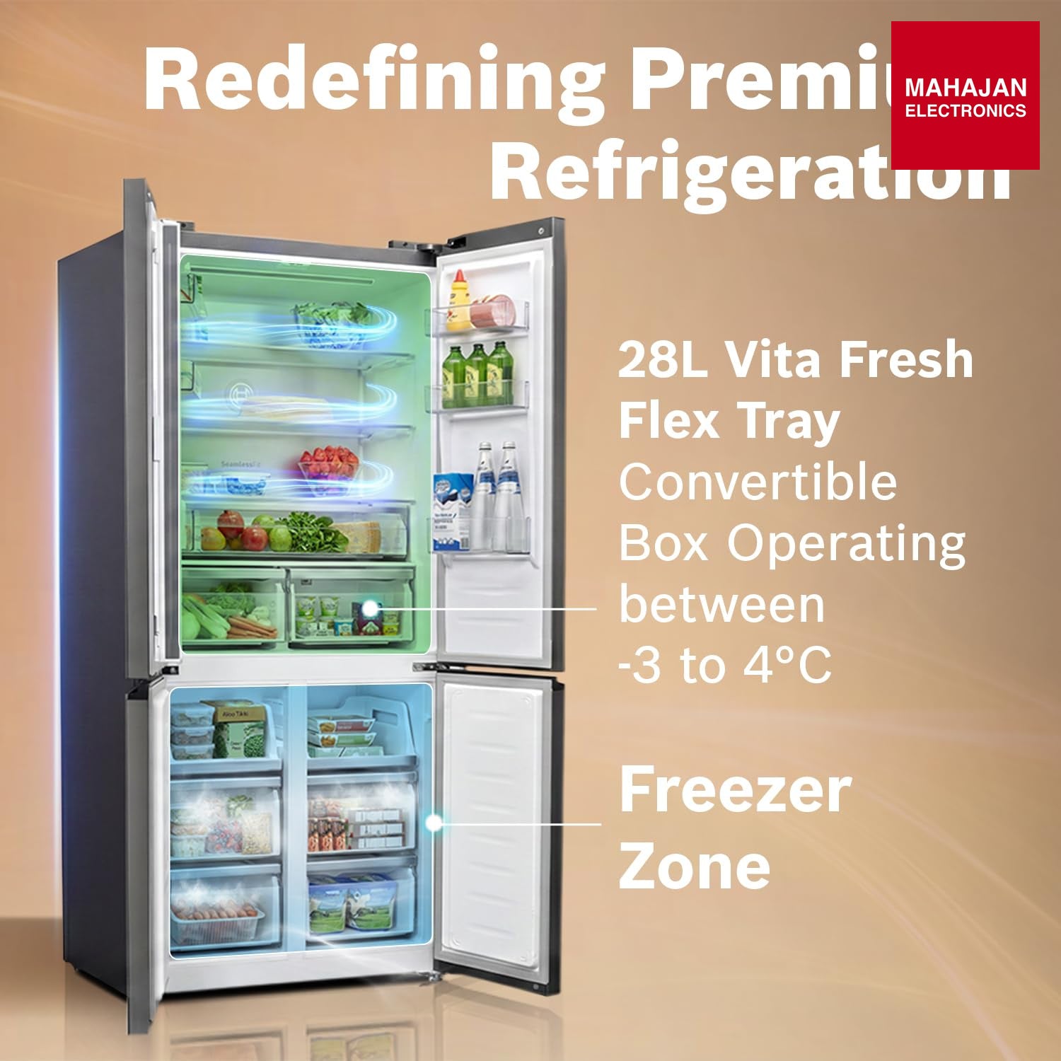 Bosch KCP88E292I 503L 4-Door Side-by-Side Frost Free Refrigerator – Metallic Grey Glass-Online Mahajan – Mahajan Electronics Online.