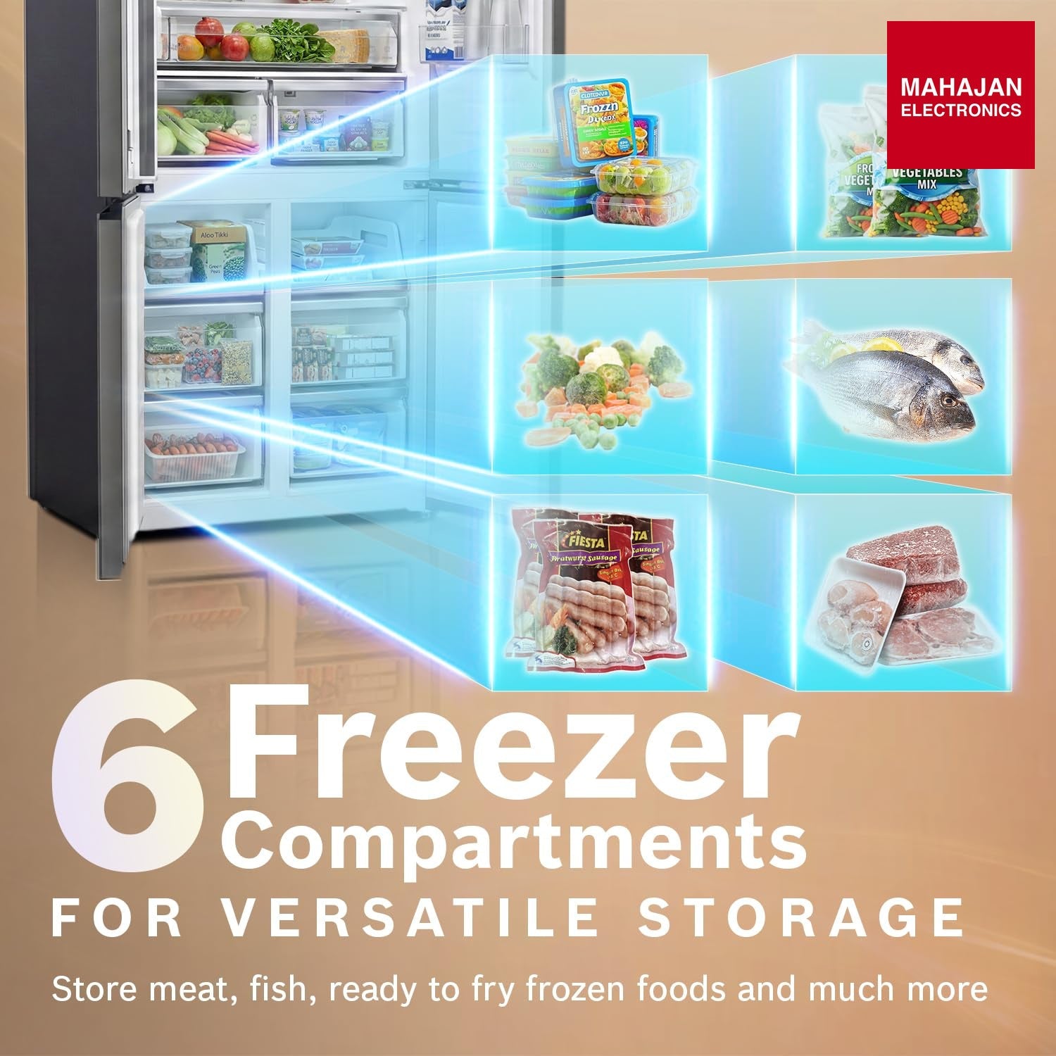 Bosch KCP88E292I 503L 4-Door Side-by-Side Frost Free Refrigerator – Metallic Grey Glass-Online Mahajan – Mahajan Electronics Online.