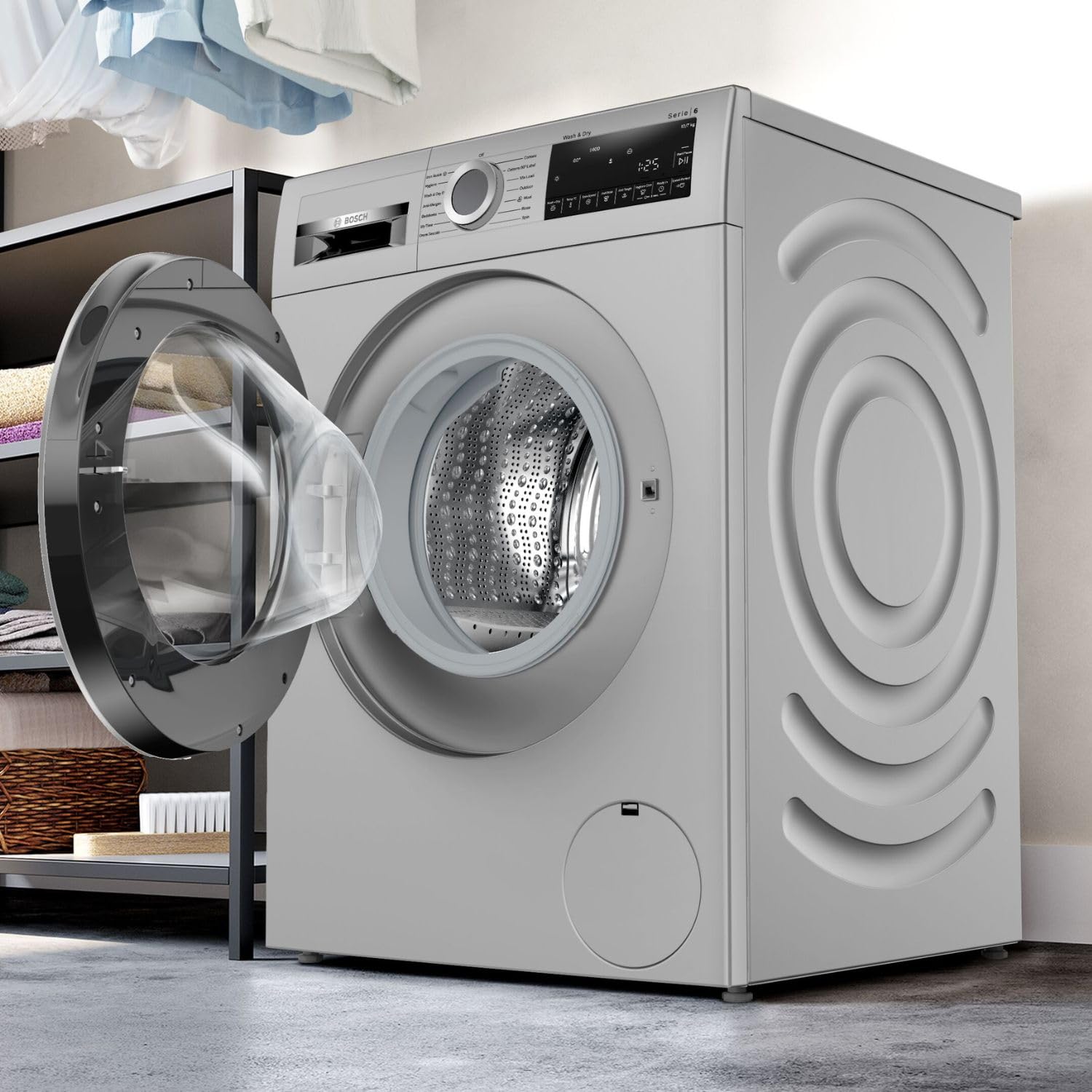 Bosch Series 6 WNA2740SIN 12 kg Wash / 7 kg Dry Fully Automatic Front Load Washer Dryer | 1400 RPM | SilentPowerDrive Motor | Graphite Finish | In-Built Dryer-Online Mahajan Electronics