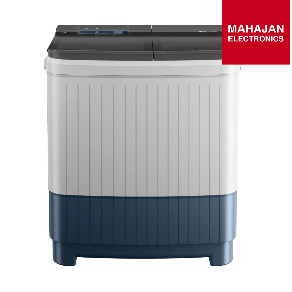 Washing machine with Mahajan Electronics logo on a white background