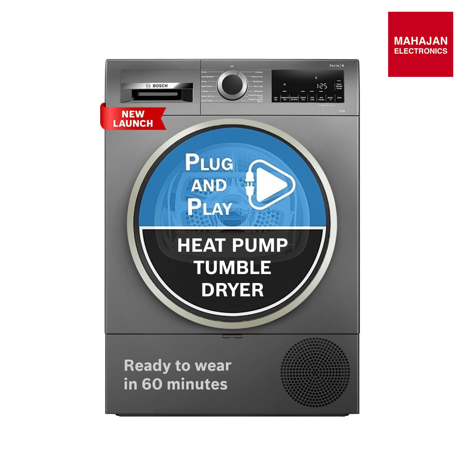 Bosch WQG2420RIN 9 kg Front Load Heat Pump Tumble Dryer, Cast Iron Grey – Mahajan Electronics Online.