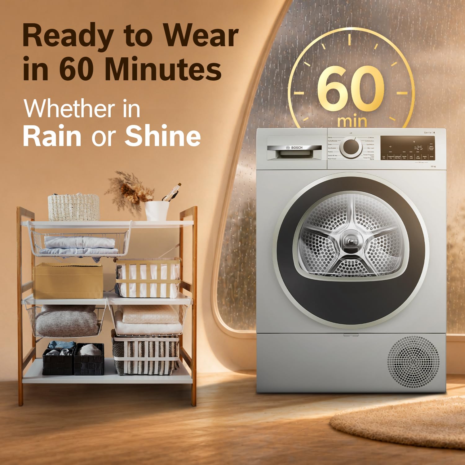 Bosch WQG2520XIN 10 kg Fully Automatic Front Load heat Pump Tumble Dryer | 100% Drying, 0% Effort | 5 Drying Options | Reduces 99.9% Allergens | Ready-to-Wear No Crease (2026 model,  Silver Inox)-Online Mahajan Electronics