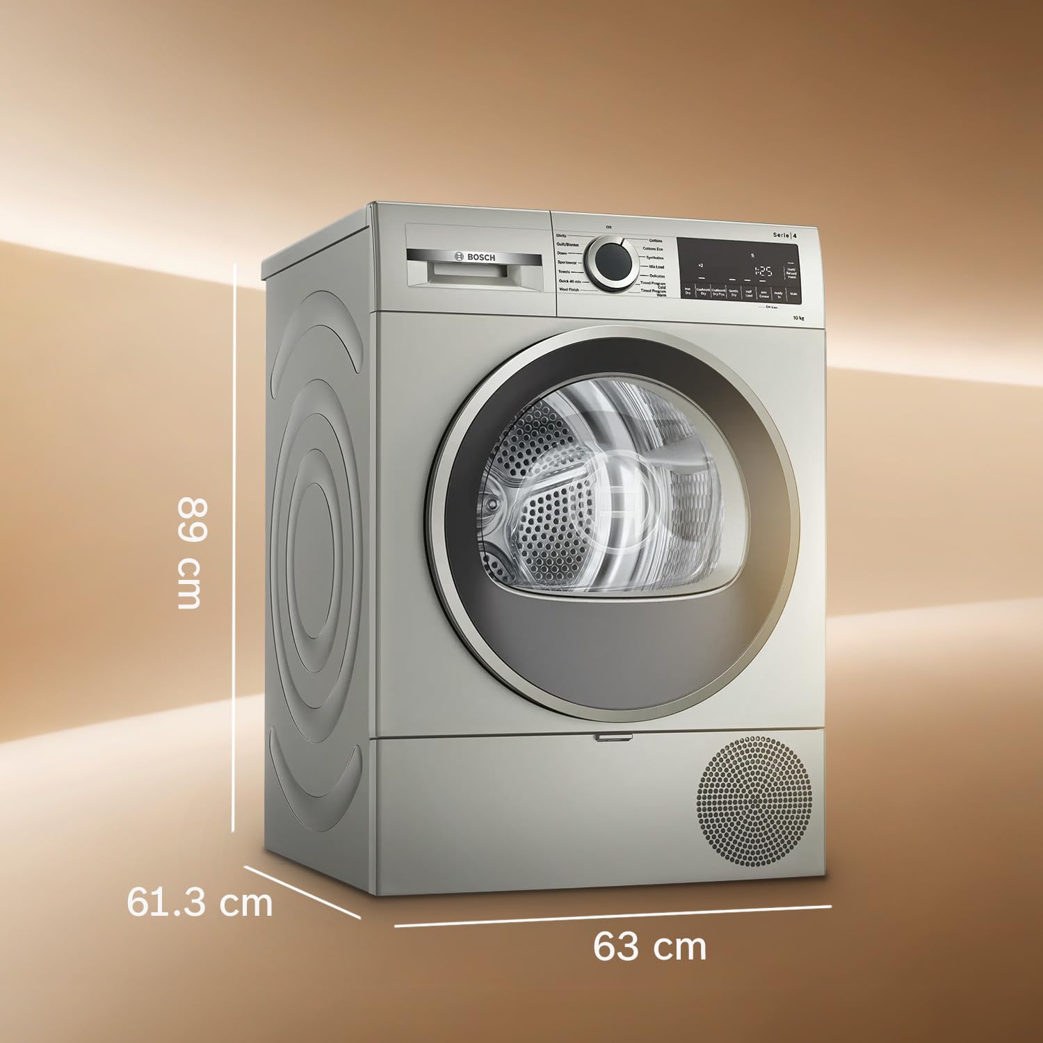 Bosch WQG2520XIN 10 kg Fully Automatic Front Load heat Pump Tumble Dryer | 100% Drying, 0% Effort | 5 Drying Options | Reduces 99.9% Allergens | Ready-to-Wear No Crease (2026 model,  Silver Inox)-Online Mahajan Electronics