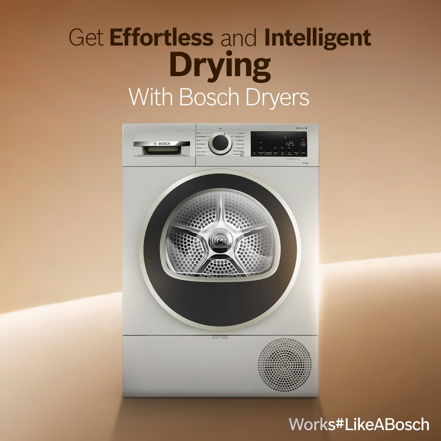 Bosch WQG2520XIN 10 kg Fully Automatic Front Load heat Pump Tumble Dryer | 100% Drying, 0% Effort | 5 Drying Options | Reduces 99.9% Allergens | Ready-to-Wear No Crease (2026 model,  Silver Inox)-Online Mahajan Electronics