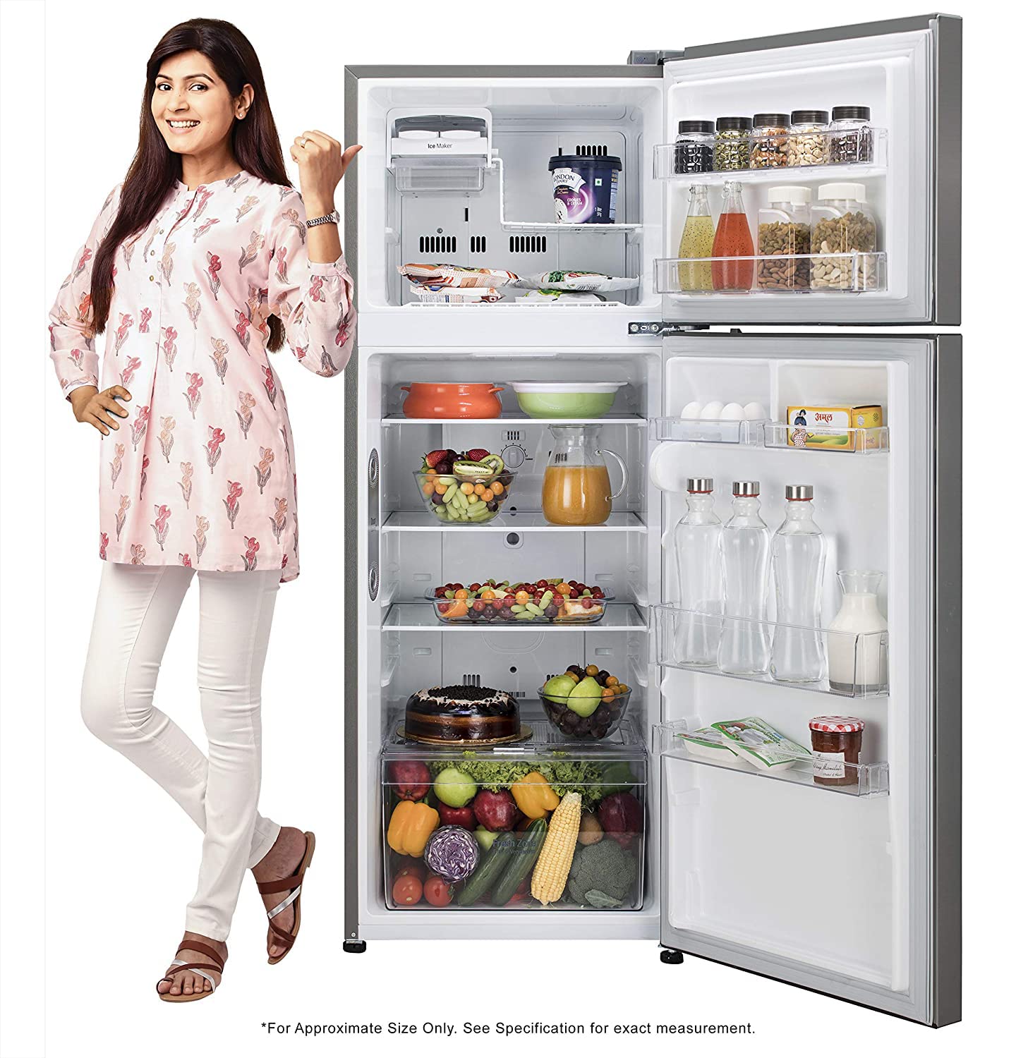 LG 291 L 2 Star Frost Free Inverter, Wi-Fi Double Door Refrigerator (GL-C322KPZY, Shiny Steel) - Mahajan Electronics Online