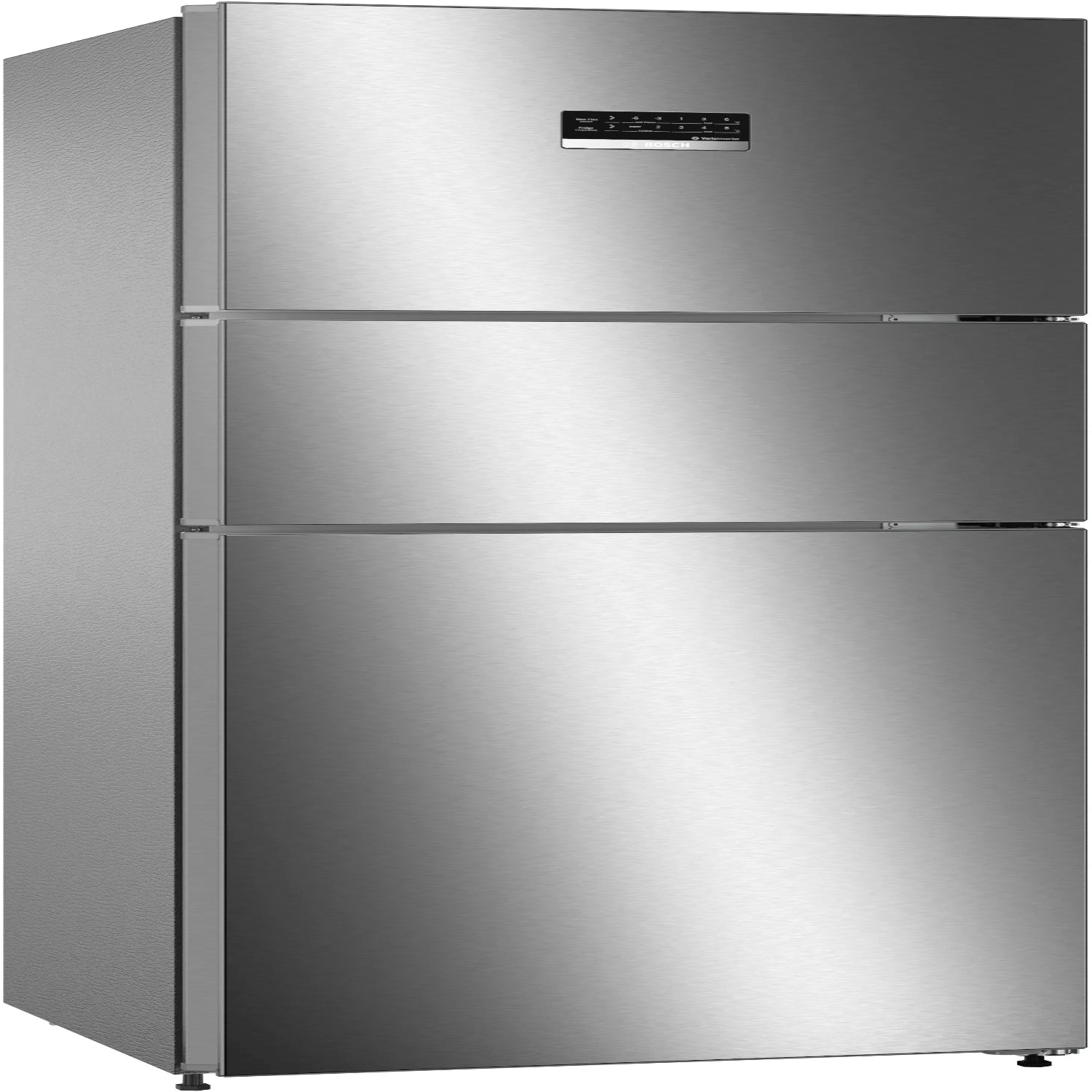 Bosch CMC33K05NI Serie 4 332 Litres Frost Free Vario Inverter Triple Door Refrigerator (MultiAirflow System, Smoky Steel) - Mahajan Electronics Online