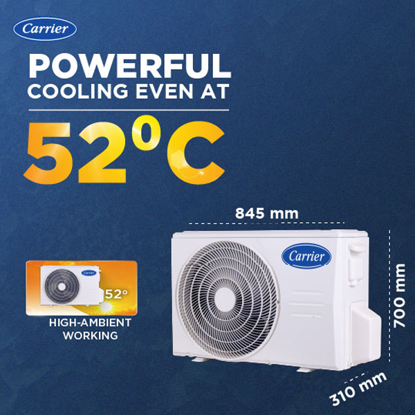 Carrier 18k INDUS GX  1.5 Ton 2 Star Fixed Speed Split AC ( R32, Copper Condenser, PM 2.5 Filter,Cooling, White) – CAS18IN2R36F0-Online Mahajan Electronics