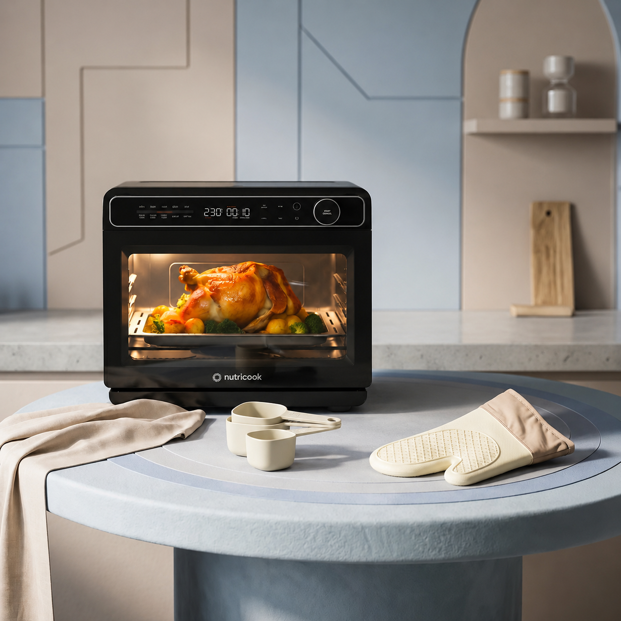 Nutricook Steami X 24L Black (Steam + Air Fryer Oven) with 10-in-1 functions like Steam Cook, Steam Roast, Air Fry, Bake, 1600W power, 2-year warranty Nutricook