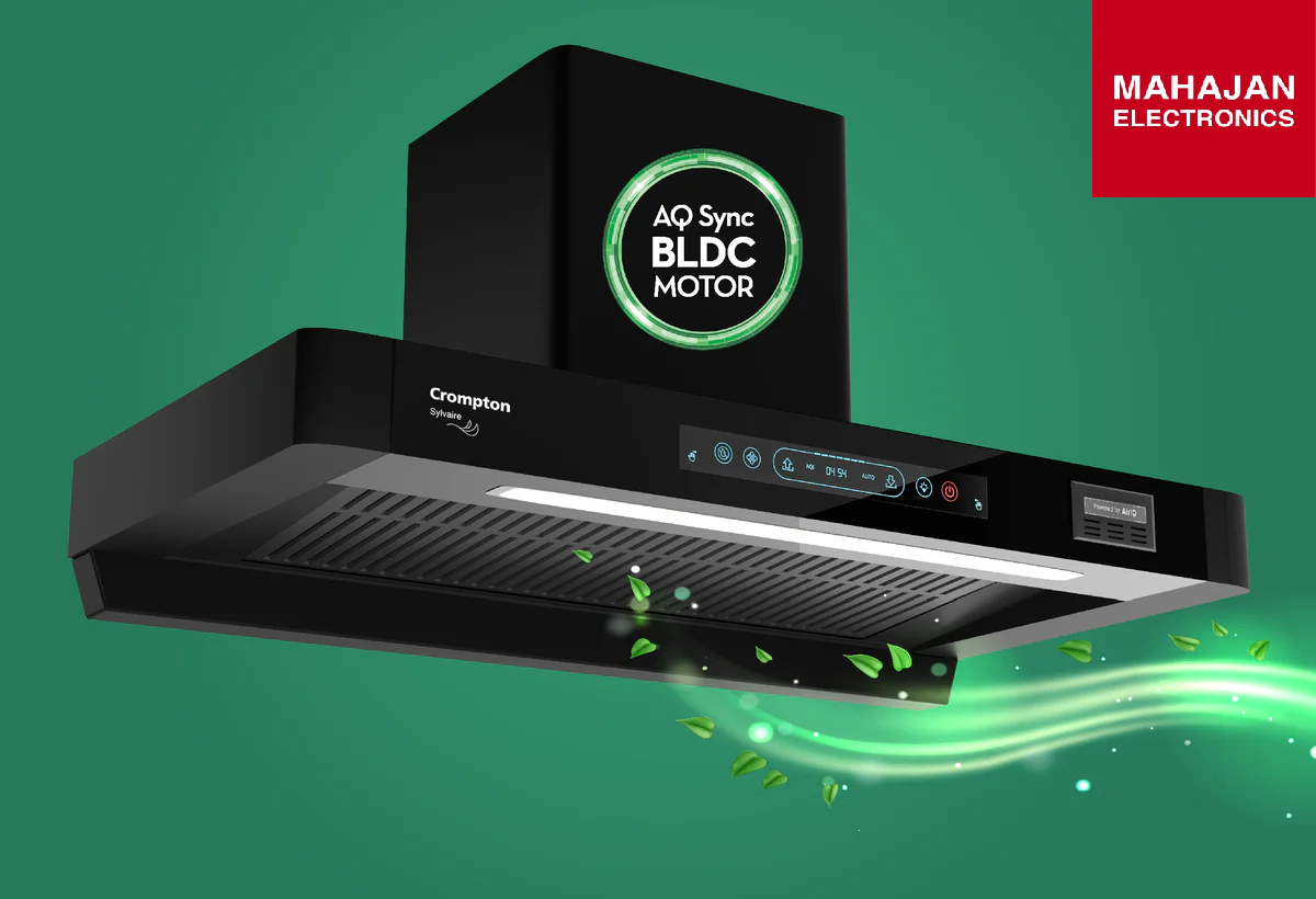Crompton  Chimney (CHD-SYB90FLE-IND) | 2900 m³/hr Suction |90cm Auto-Clean Chimney| Mahajan Electronics Delhi NCR
