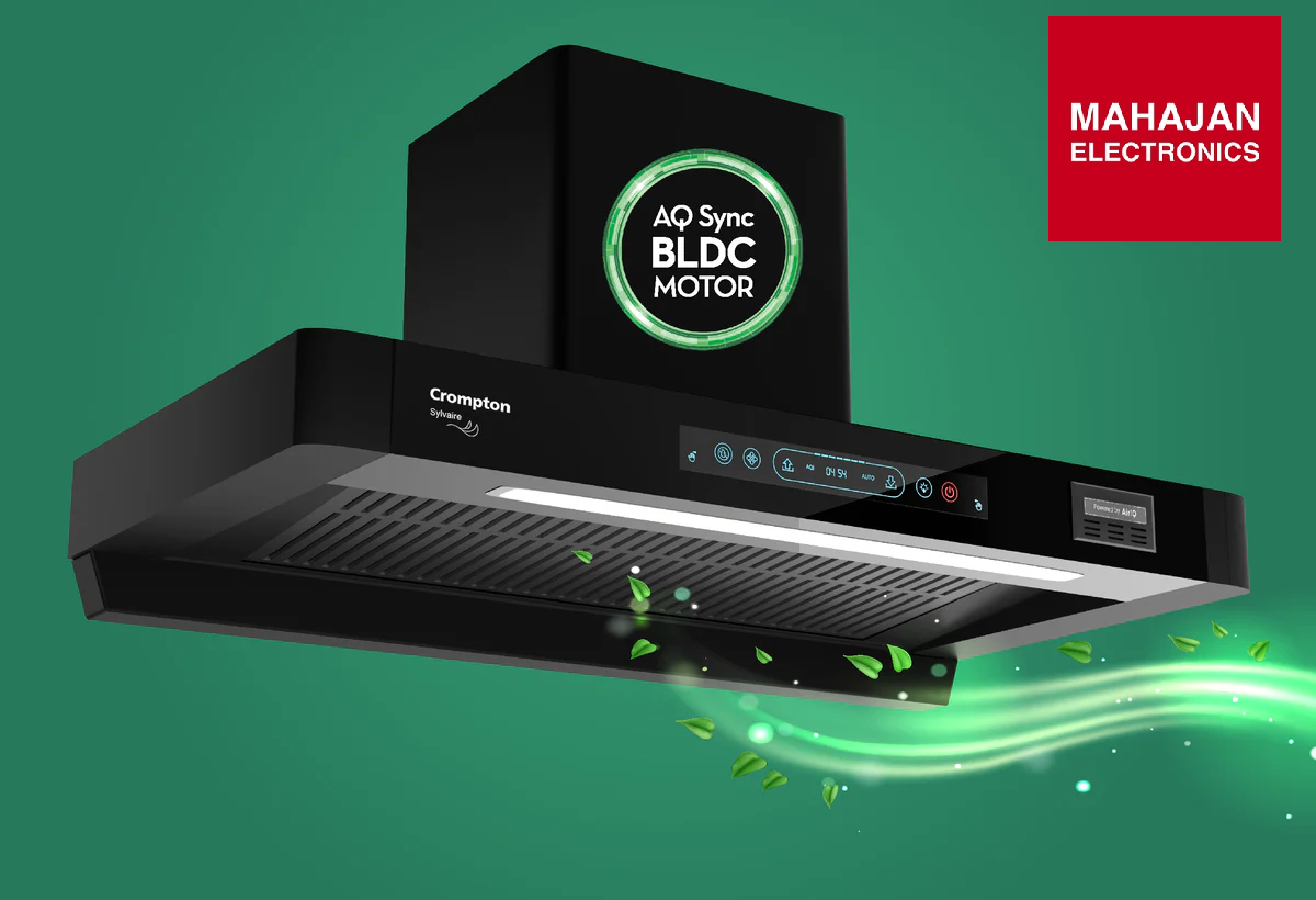 Crompton  Chimney (CHD-SYB90FLE-IND) | 2900 m³/hr Suction |90cm Auto-Clean Chimney| Mahajan Electronics Delhi NCR