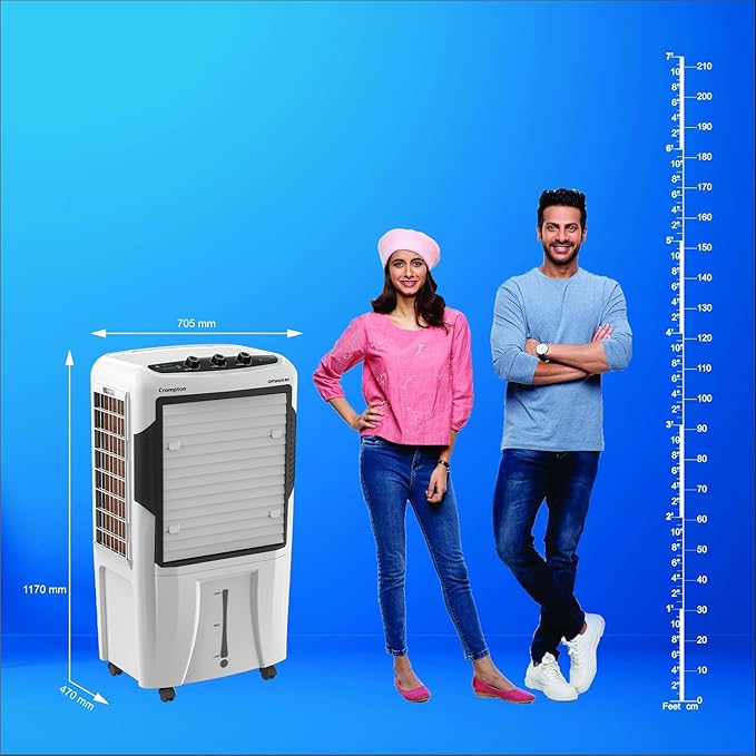 Crompton Optimus 80 Desert Air Cooler 80Litre | High density honeycomb| Auto fill| Water Level indicator| Fully collapsible Louvers| 4 way Air deflection| Humidity control| Cooling mode & Auto Swing-Online Mahajan Electronics