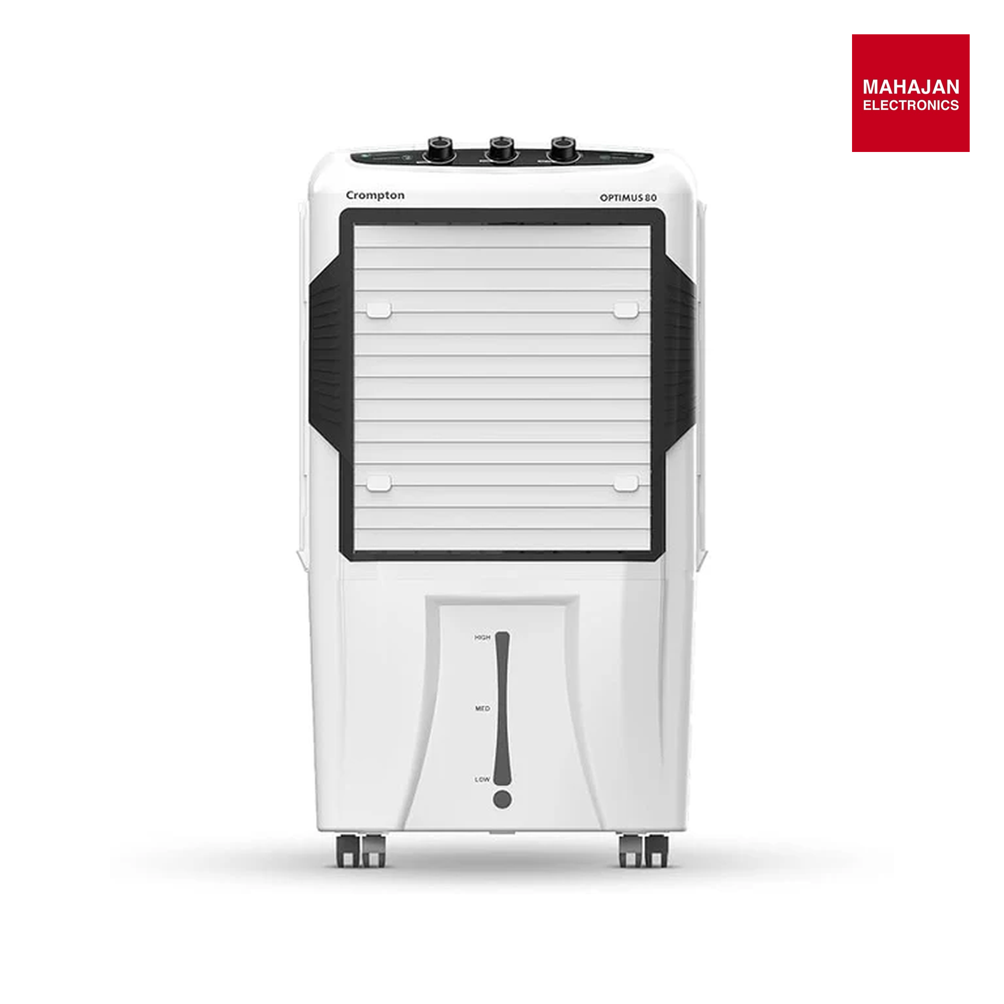 Crompton Optimus 80 Desert Air Cooler 80Litre | High density honeycomb| Auto fill| Water Level indicator| Fully collapsible Louvers| 4 way Air deflection| Humidity control| Cooling mode & Auto Swing-Online Mahajan Electronics