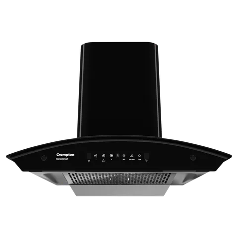 Crompton SensoSmart CHD-SSC60FLX-MBL 60cm Wall-Mounted Kitchen Chimney with Filterless Technology &amp; 1368 m³/hr Suction Power (Black)