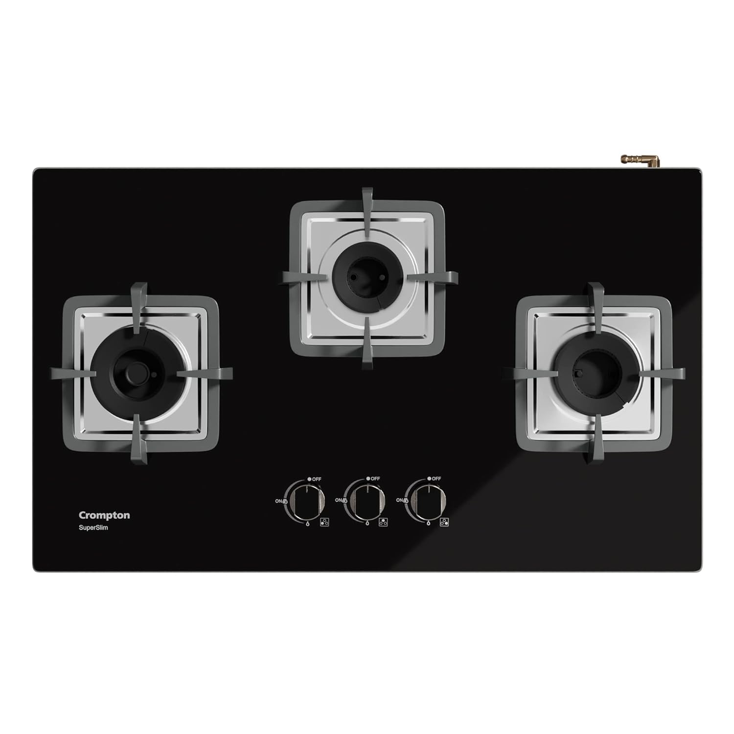 Crompton TAB-SMHB783-MBL SuperSlim Matt  78 cm 3 Burner Hob with Auto Ignition, Brass Burners and Toughened Glass Top ( Matt Black) Mahajan Electronics Online