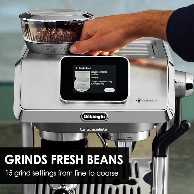 DeLonghi Cold Brew Coffee Machine, La Specialista Touch EC9455.M, Barista Style Espresso Coffee Machine with Built-in Grinder, 9 Recipes, Intuitive Touch Control, Automatic or Manual Milk Frother. Mahajan Electronics Online