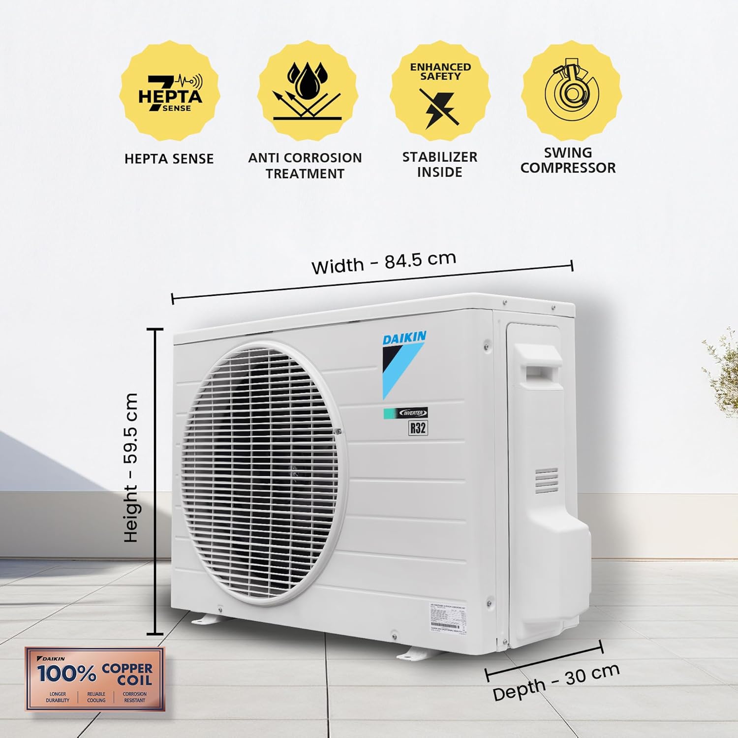Daikin FTKL71UV16M, 2.2 Ton 4 Star Inverter Split AC (Dew Clean Technology, Triple Display, Dry Mode – Mahajan Electronics Online.