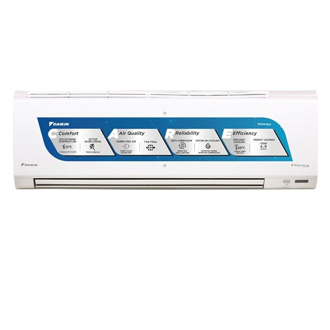 Daikin ATKL35UV16 1 Ton 3 Star Inverter Split AC (Hepta Sense, Dew Clean Technology, 3 Stage Filteration, Triple Display, Automatic Error Display, DNNS Self Heal, TAD Filter, White)-Online Mahajan Electronics