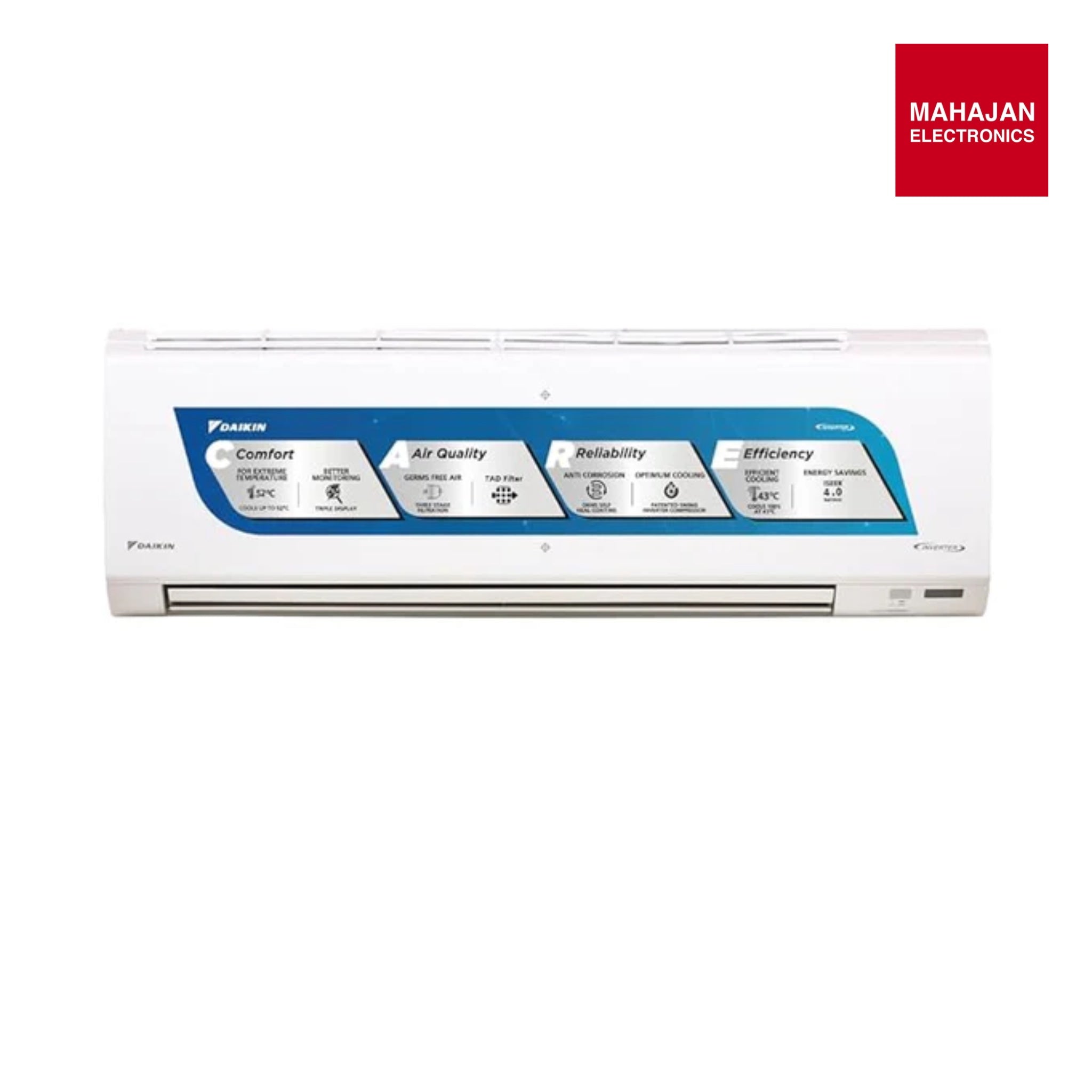 Daikin ATKL35XV16 1 Ton 3 Star Inverter Split AC (Hepta Sense, Dew Clean Technology, 3 Stage Filteration, Triple Display, Automatic Error Display, DNNS Self Heal, TAD Filter, White)-Online Mahajan Electronics