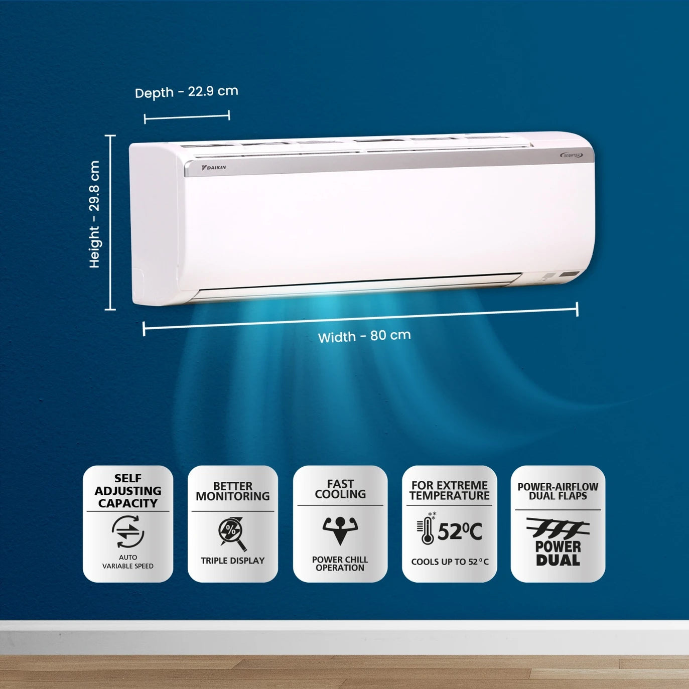 Daikin FTKC48XV16VLA 1.4 Ton 3 Star Inverter Split AC | Dew Clean | Triple Display | PM 2.5 Filter | R32 Copper Condenser-Online Mahajan Electronics
