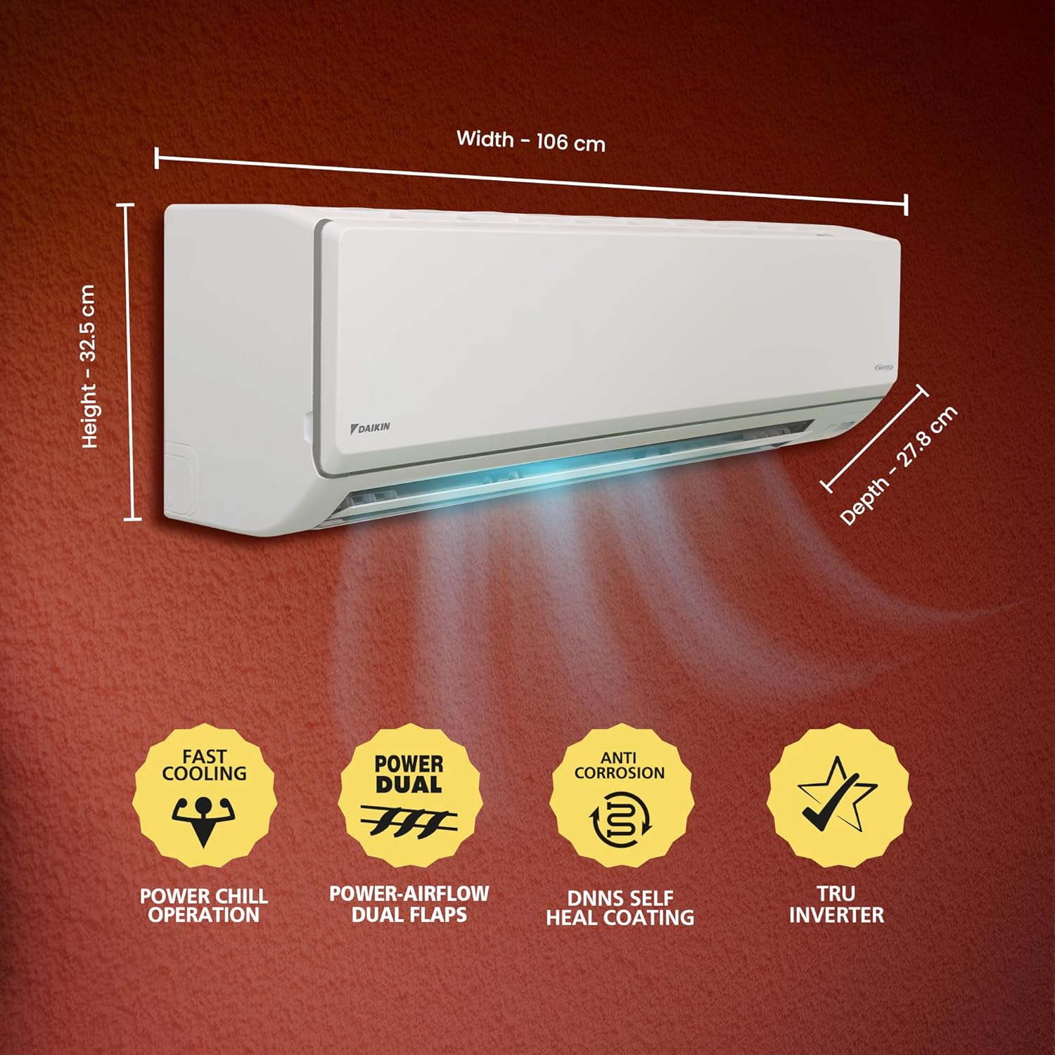 Daikin FTKL71UV16M, 2.2 Ton 4 Star Inverter Split AC (Dew Clean Technology, Triple Display, Dry Mode – Mahajan Electronics Online.