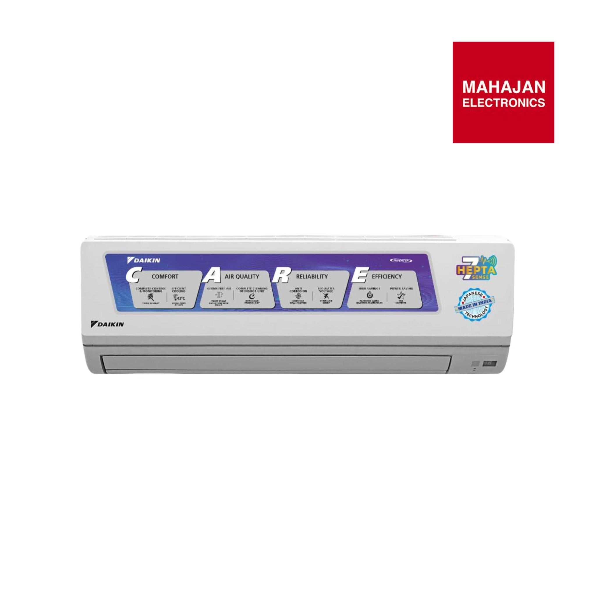 Daikin FTKL71UV16M, 2.2 Ton 4 Star Inverter Split AC (Dew Clean Technology, Triple Display, Dry Mode – Mahajan Electronics Online.