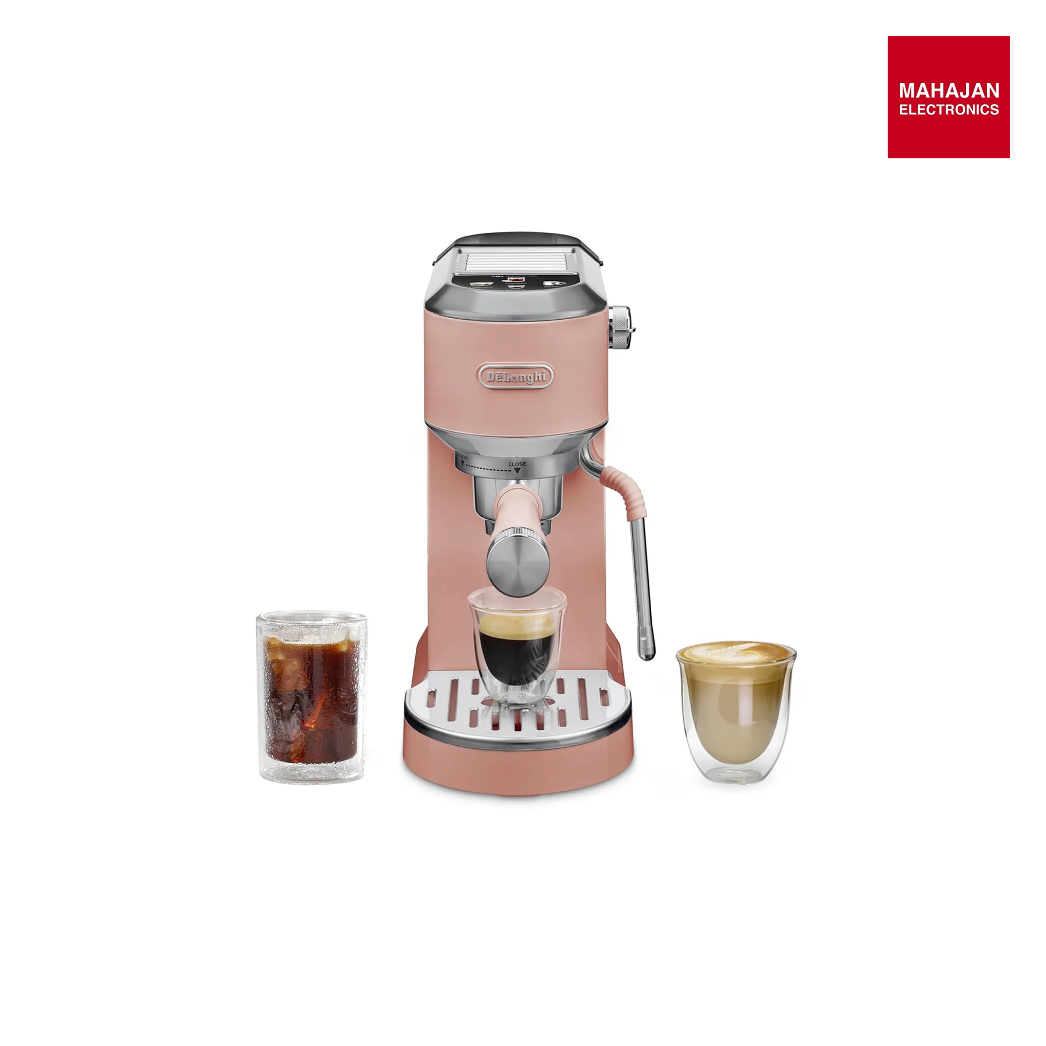 De’Longhi Dedica EC890.PK New Espresso machine – Stainless Steel Espresso Maker with Touch Display & Upgraded milk frother Steam Wand, Espresso, Cold Brew, Iced & Cold Coffee, Cappuccino, Latte & More Mahajan Electronics Online