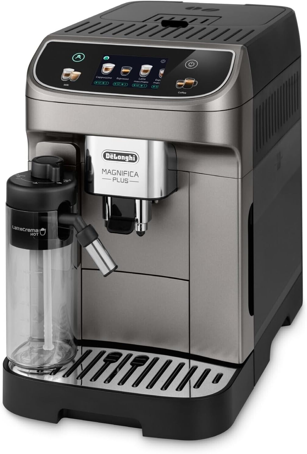 De’Longhi ECAM320.70.TB Magnifica Plus Fully Automatic Coffee Machine | OneTouch Touchscreen Espresso Maker | 18 Recipes | LatteCrema Milk System | 1.9L